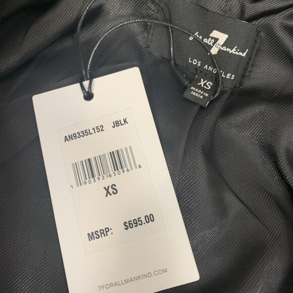 7 FOR ALL MANKIND Women Leather Jacket Biker Coat AN9335L152 Black XS Luxe Lamb - Picture 2 of 10